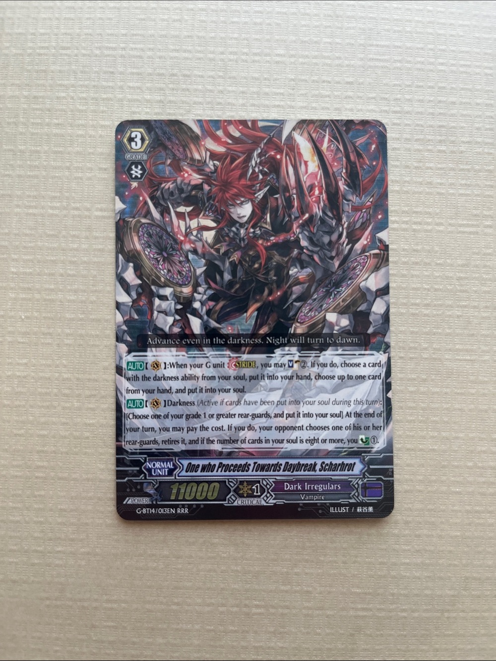 Vanguard Card - One who Proceeds Towards Daybreak, Scharhrot - Red/Black